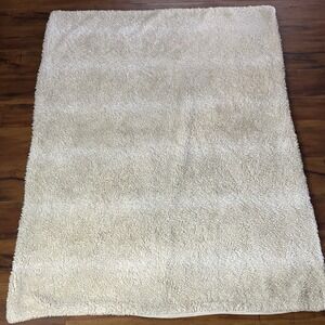 Restoration Hardware Throw Blanket 65" x 47" Beige Stripe Ultimate Faux Fur